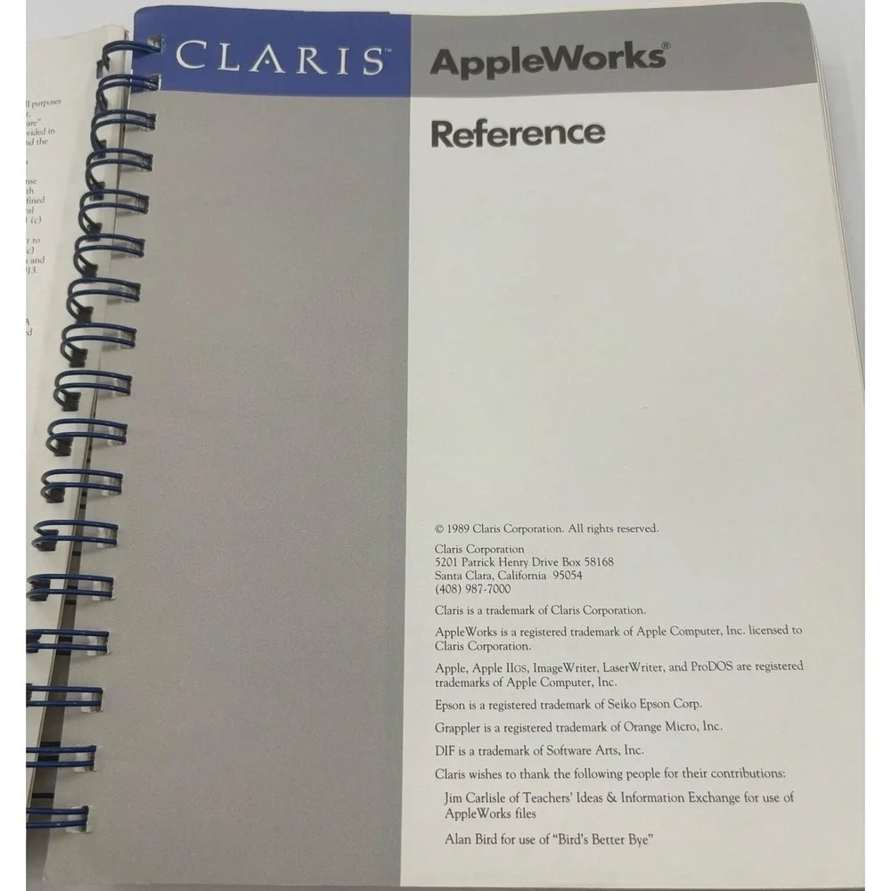 Claris AppleWorks Reference Guide‎ 1989 Claris Corporation